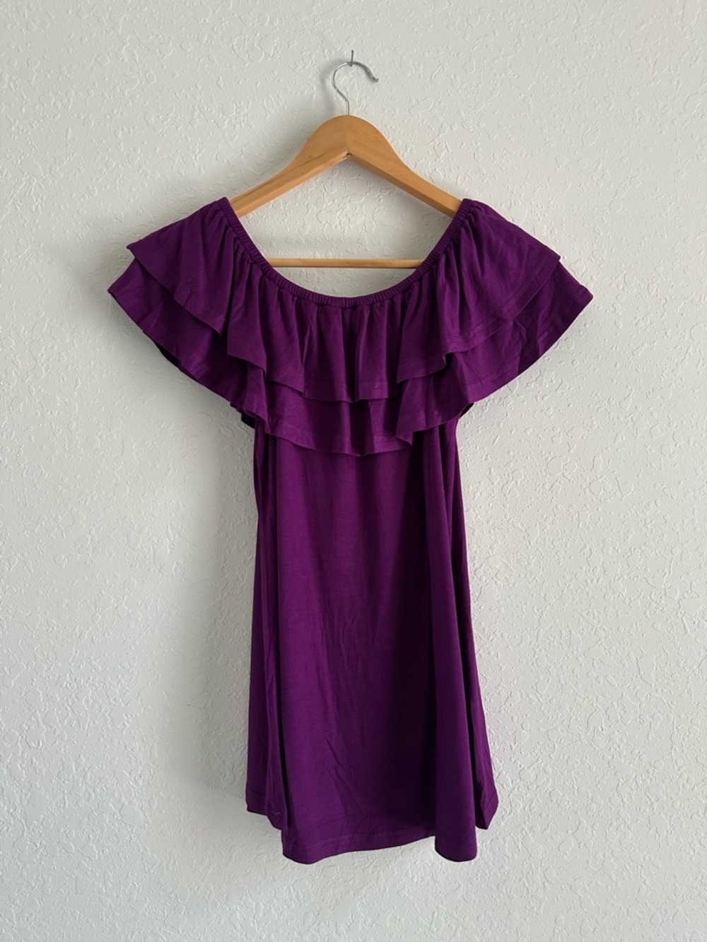 Purple Off-Shoulder Ruffle Top - Picture 5 of 5